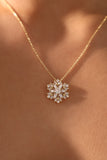 14K Real Gold Plated Diamond Snowflake Pendant Necklace