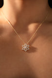 14K Real Gold Plated Diamond Snowflake Pendant Necklace