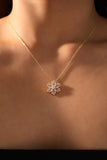 14K Real Gold Plated Diamond Snowflake Pendant Necklace