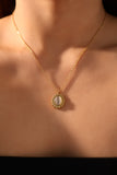 Stainless Steel White Opal Pendant Necklace