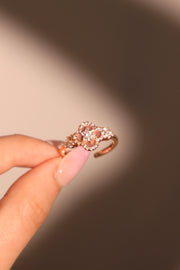 18K Rose Gold Plated Pink Lucky Leaf Shell Pearls Ring