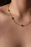 18K Real Gold Stainless Steel Multi Green Gems Necklace