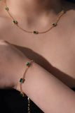 18K Real Gold Stainless Steel Multi Green Gems Bracelet