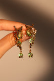 18K Real Gold Plated Green Gem Fairy Earrings