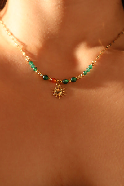 18K Gold Stainless Steel Sun Necklace