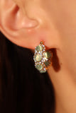 18K Real Gold Plated Green Opal Hoop Earrings