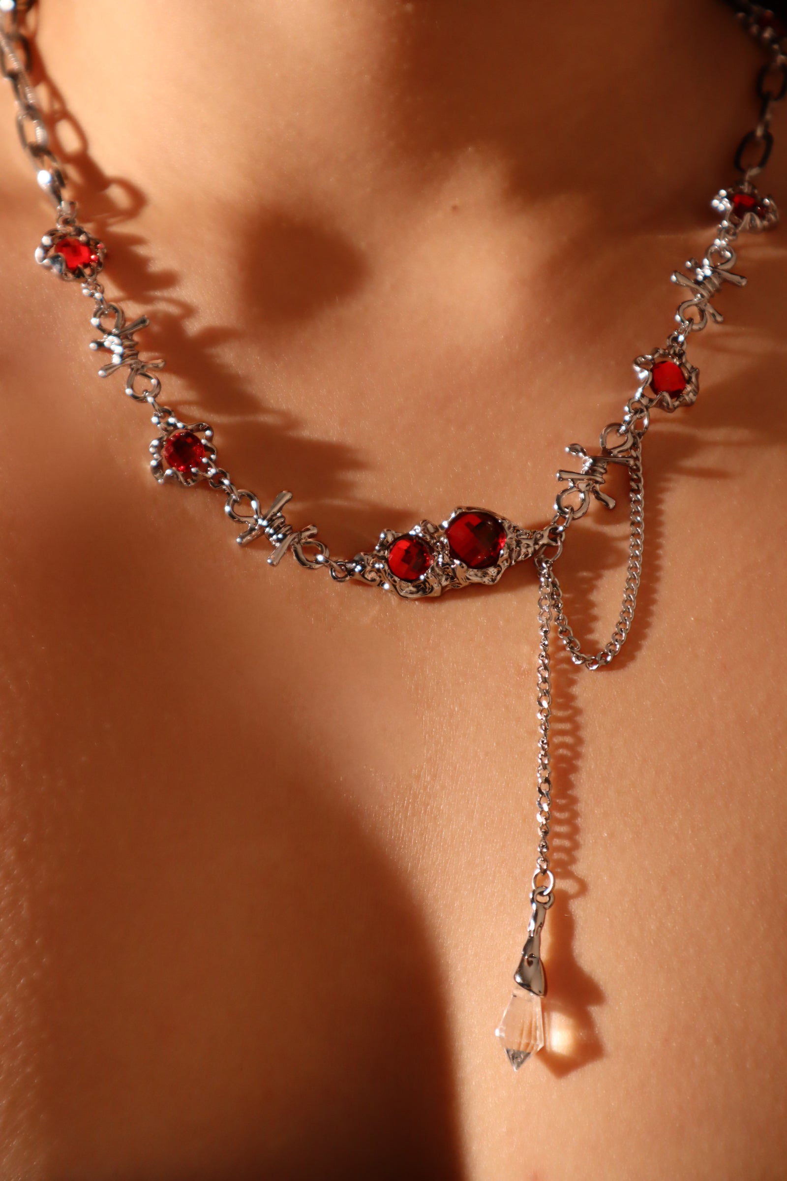 Red Gem Twist Necklace
