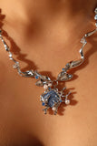 Platinum Plated Blue Shell Necklace