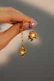 18K Real Gold Plated Opal / Moonstone Dangle Earrings