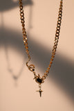 18K Real Gold Plated Black Gem Star Necklace