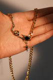 18K Real Gold Plated Black Gem Star Necklace