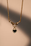 18K Real Gold Plated Black Heart Necklace