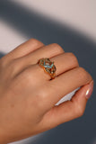 18K Real Gold Plated Blue Gem Ring