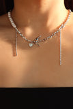 Platinum Plated White Opal Pigeon Necklace