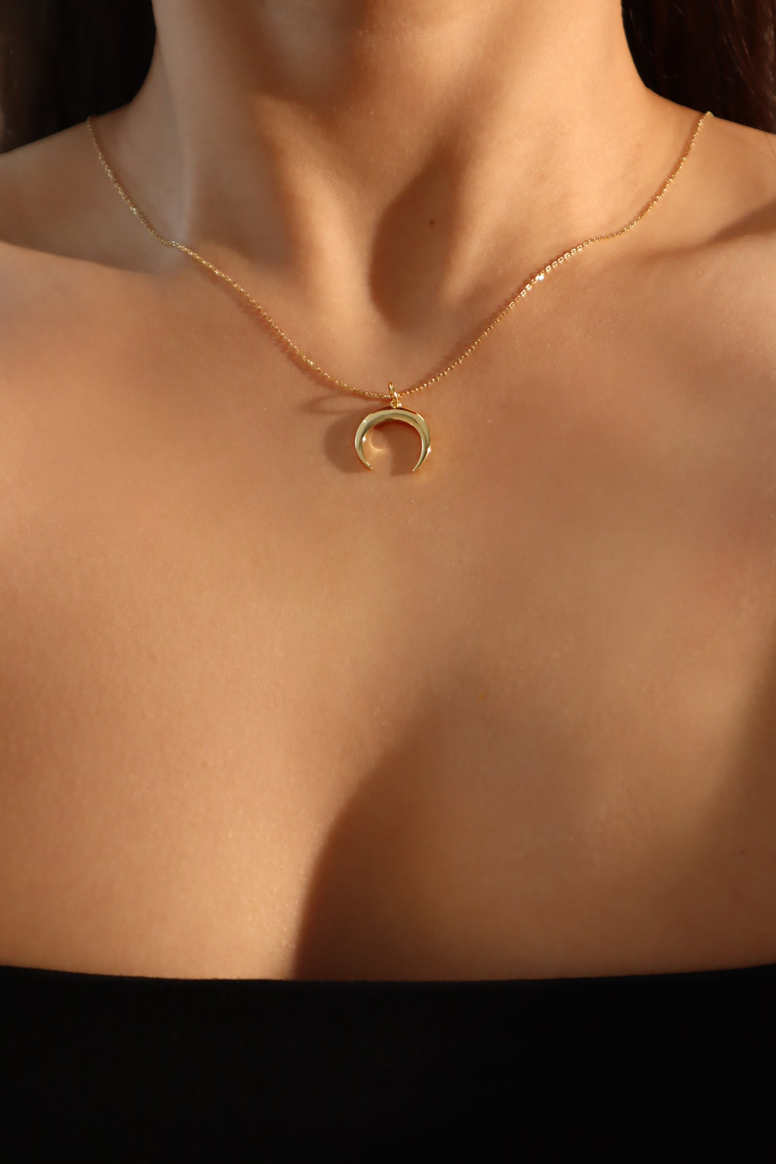 18K Gold Vermeil Moon Pendant Necklace
