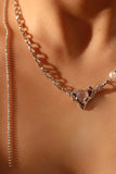 Platinum Plated Pink Opal Heart Pearls Necklace
