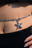 Platinum Plated Diamond Starfish Necklace (waist chain)