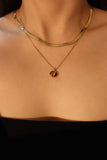 18K gold stainless steel Tigerite Brown Gem necklace