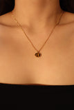18K gold stainless steel Tigerite Brown Gem necklace