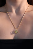 18K Gold Stainless Steel Natural Jade Pendant Necklace