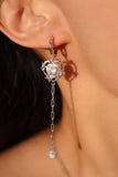 Platinum plated blue gem heart Earrings