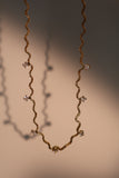 18K Real Gold Plated Diamond Wave Necklace