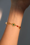 18K Real Gold Plated Natural Agate Pearl Star Bracelet