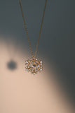 14K Real Gold Plated Diamond Snowflake Pendant Necklace