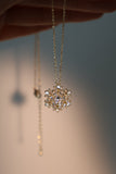 14K Real Gold Plated Diamond Snowflake Pendant Necklace