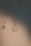 18K Gold Vermeil White Opal Sun Necklace