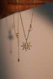 18K Gold Vermeil White Opal Sun Necklace