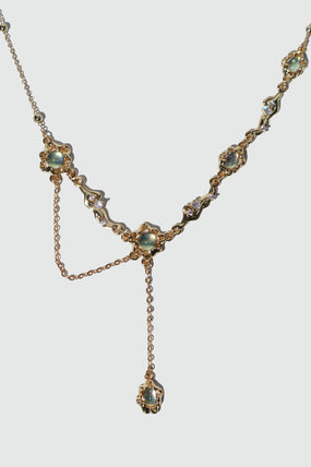 18K Real Gold Plated Multi Opal Dangle Necklace