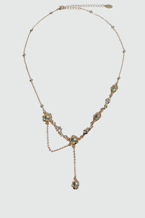 18K Real Gold Plated Multi Opal Dangle Necklace