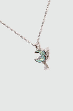 Blue Moonstone Rose Moon Necklace