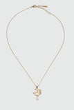 18K Real Gold Plated White Rose Moon Necklace