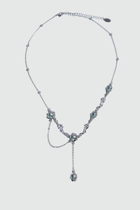 Platinum Plated Multi Opal Dangle Necklace