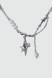 Platinum Plated Saturn Star Spiral Pearls Necklace