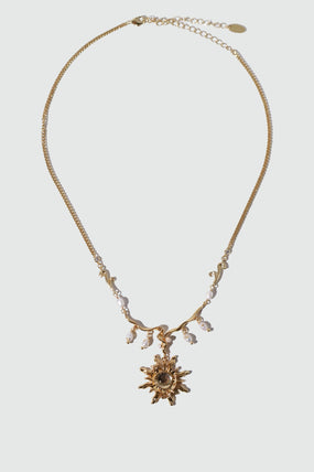 18K Real Gold Plated White Opal Sun Pearls Necklace