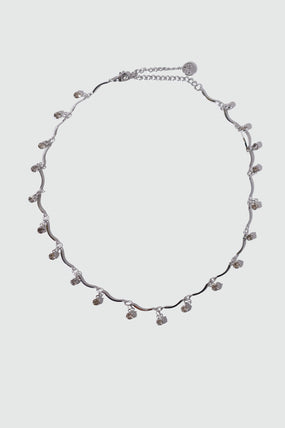 Platinum Plated Pole Star Wave Layer Necklace