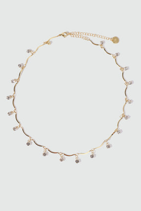 18K Real Gold Plated Pole Star Wave Layer Necklace