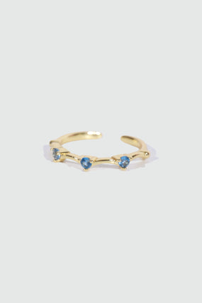 Gold Plated Blue Gem Wave Ring