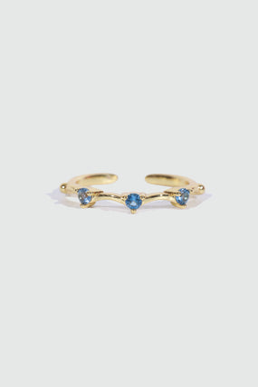 Gold Plated Blue Gem Wave Ring