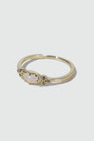 14K Real Gold Plated White Opal Diamonds Ring