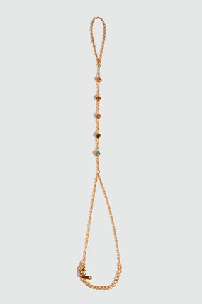 18K Gold Stainless Steel Color Gem Hand Chain Bracelet