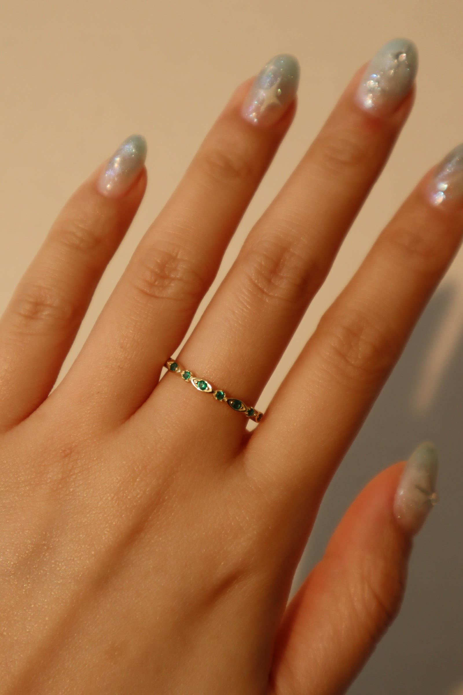 18k gold vermeil Multi Green Gems Ring