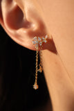 18K Gold 925 Sterling Silver Diamond Flake Dangle Earrings