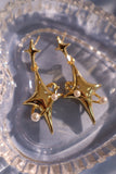 18K Real Gold Plated Saturn Pearls Earrings