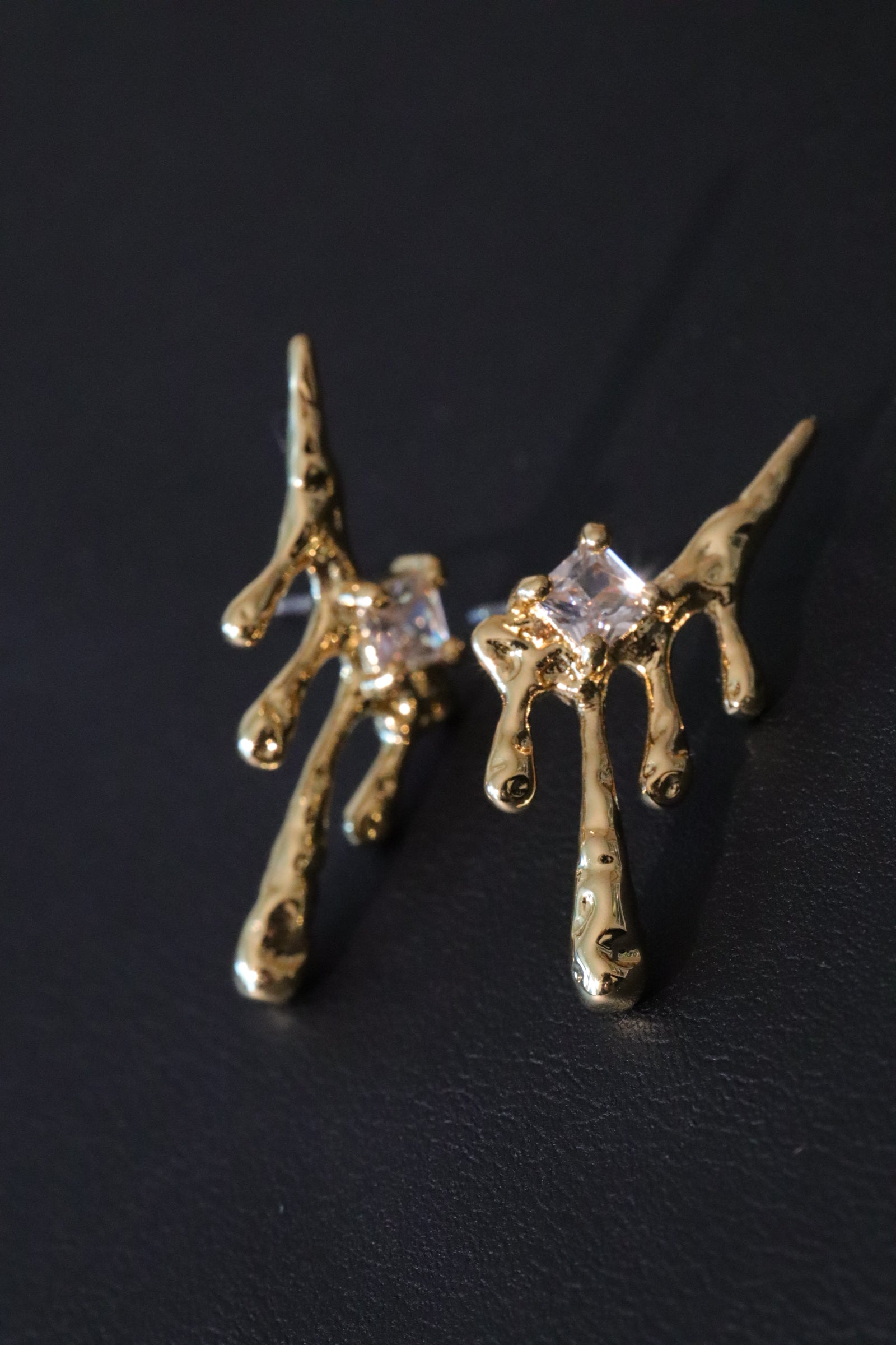 18K Real Gold Plated Diamond Teardrop Earrings
