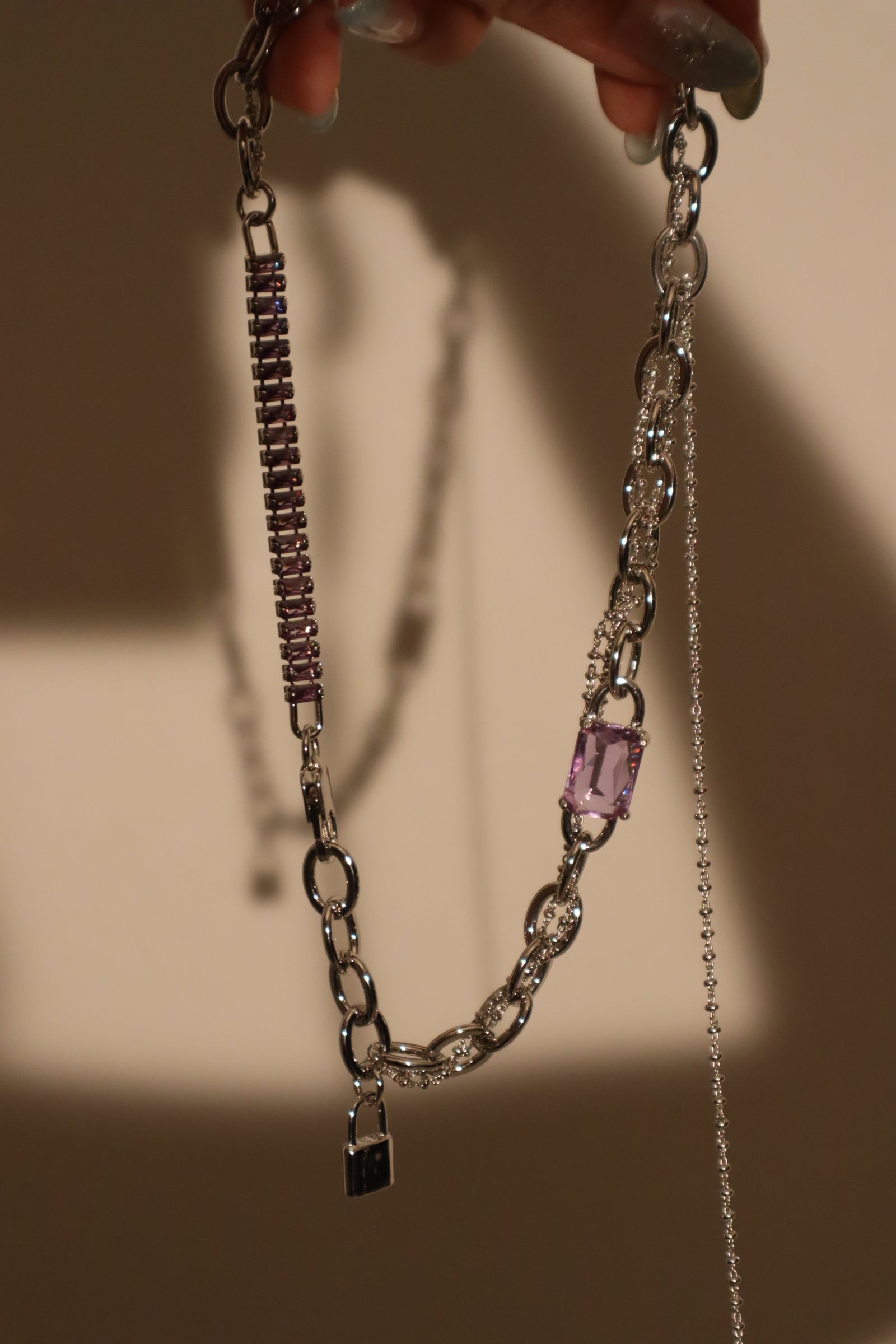 Purple gems lock Necklace
