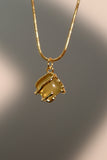 18K Gold Stainless Steel Natural Jade Pendant Necklace